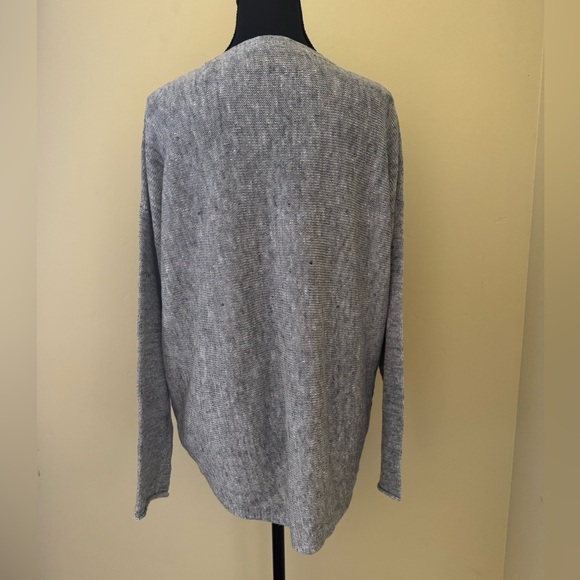 Eileen Fisher Long-sleeve High Low Linen-Blend Melange Sweater In Moon, Size XS - Picture 3 of 13